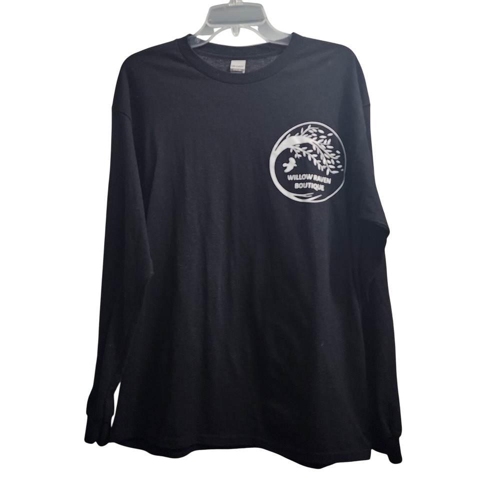 Gildan DryBlend Kids Black Long Sleeve T Shirt Willow Raven Boutique Tee Size L